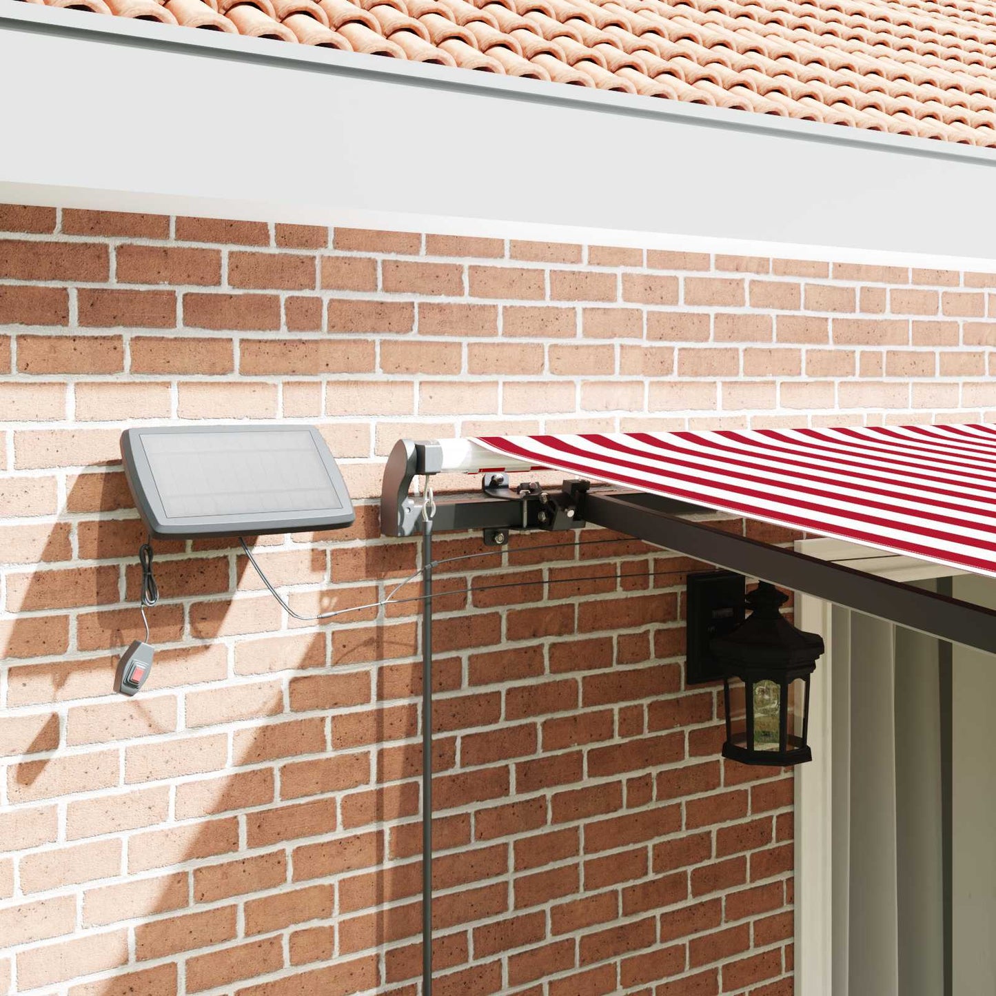 Retractable Awning Red and white 450 x 300 cm Fabric
