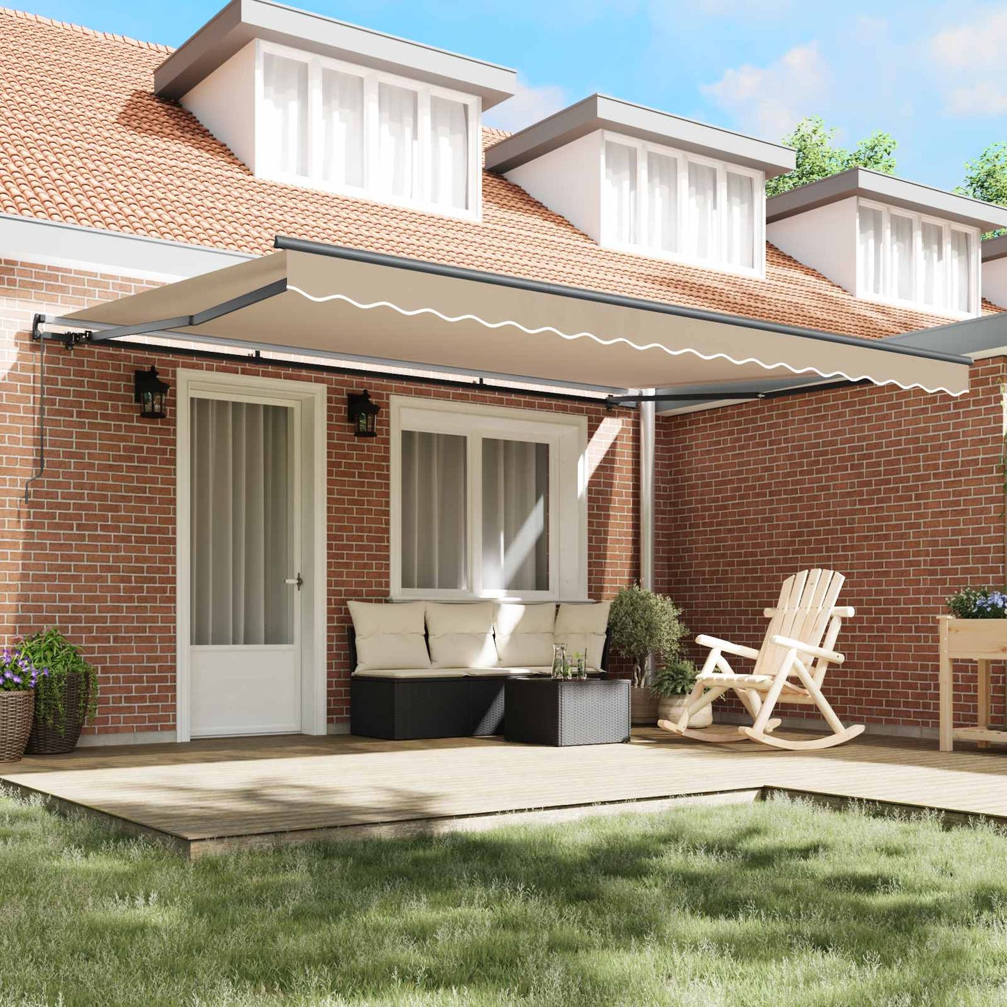 Retractable Awning Beige 450 x 300 cm Polyester and Aluminium
