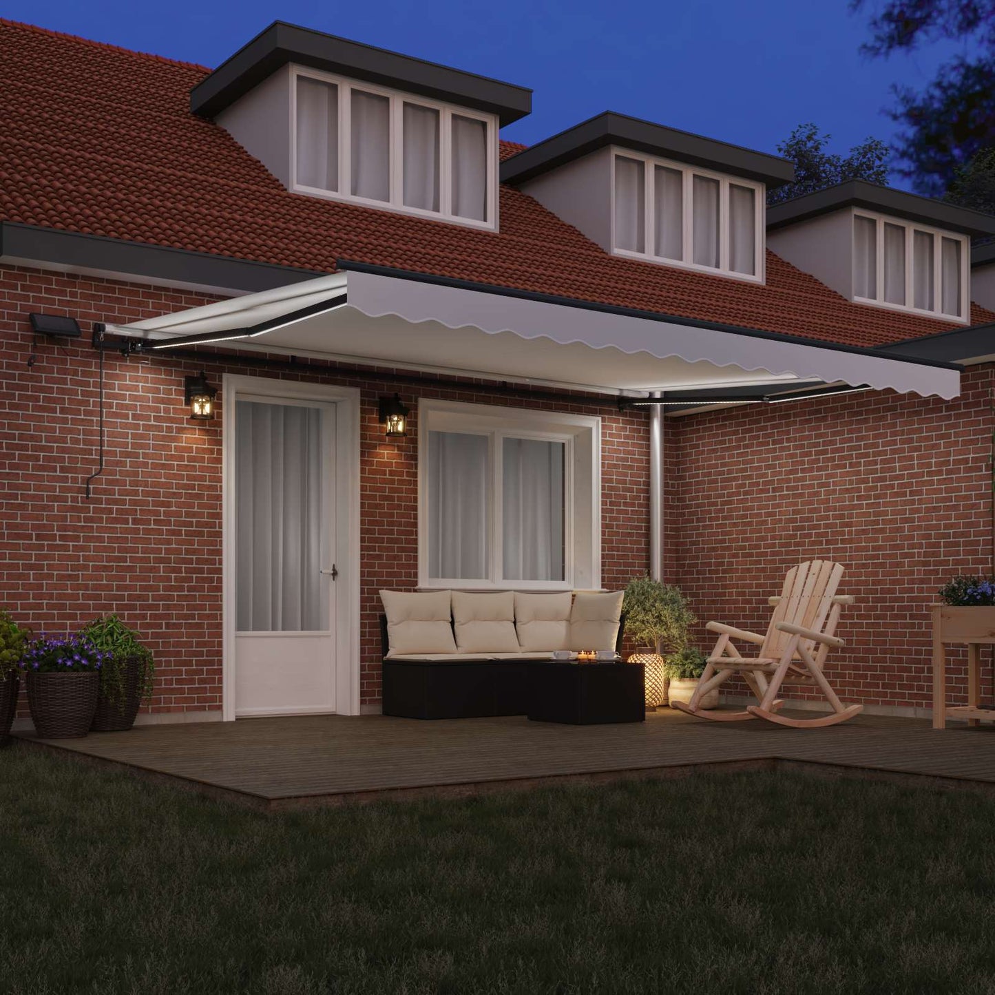 Retractable Awning White 450 x 300 cm Fabric and Aluminium