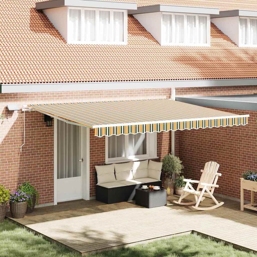 Retractable Awning Green and yellow 450 x 300 cm