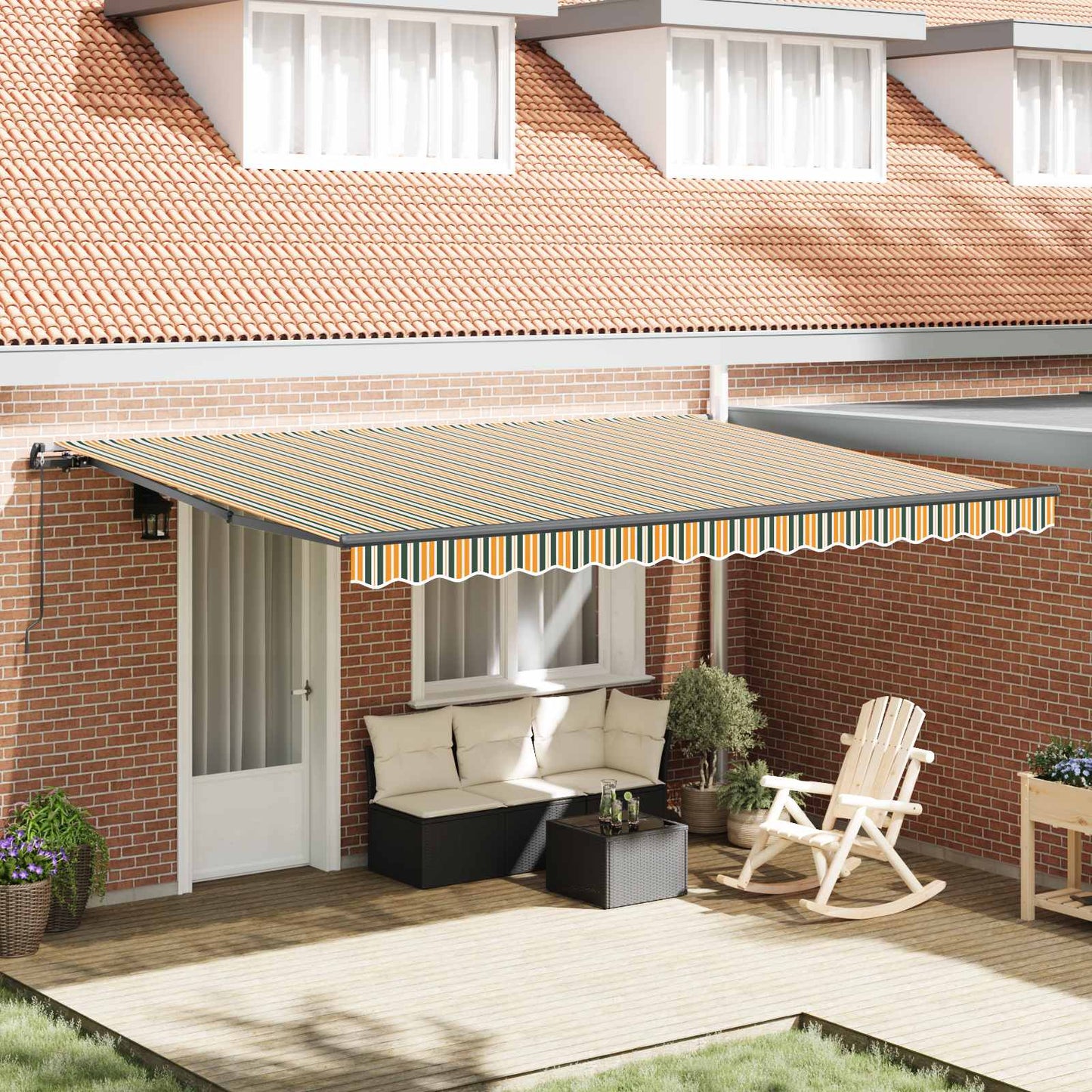 Retractable Awning Green and yellow 450 x 300 cm