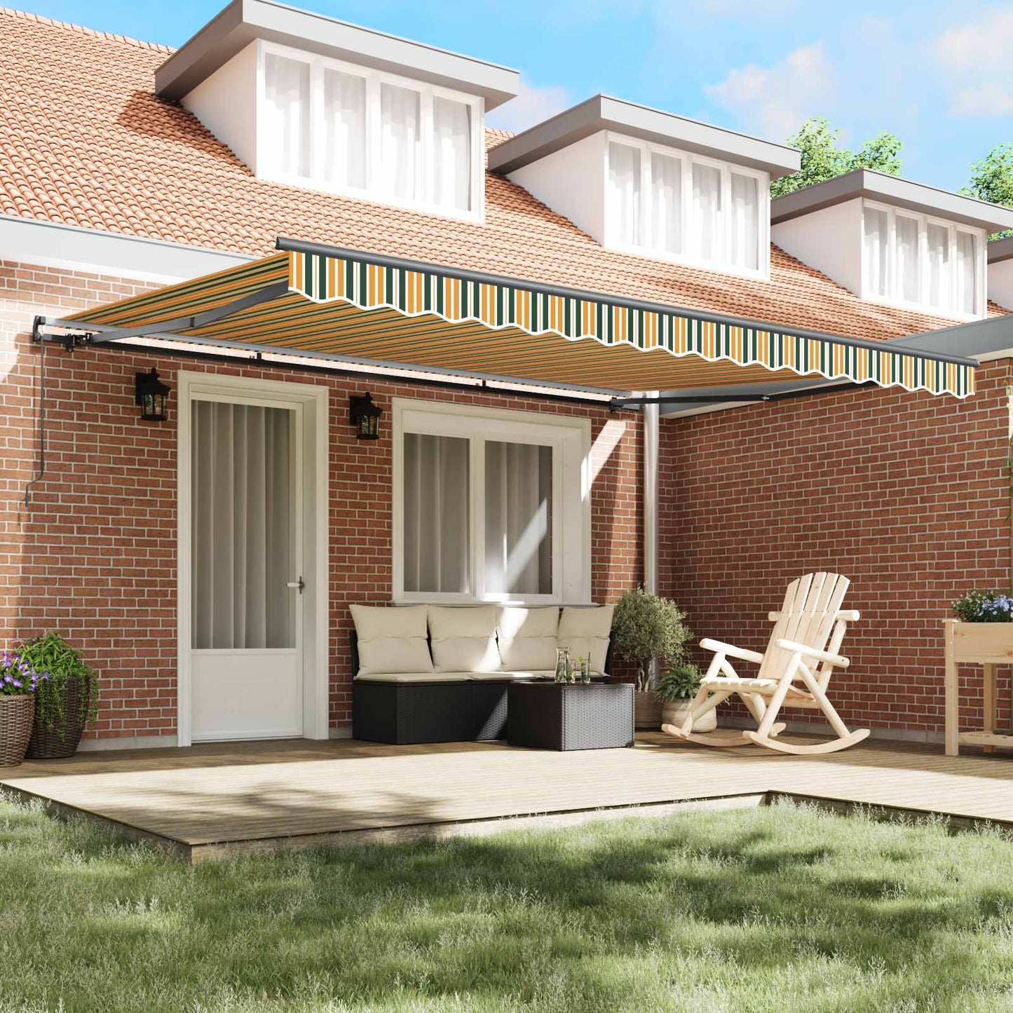 Retractable Awning Green and yellow 450 x 300 cm