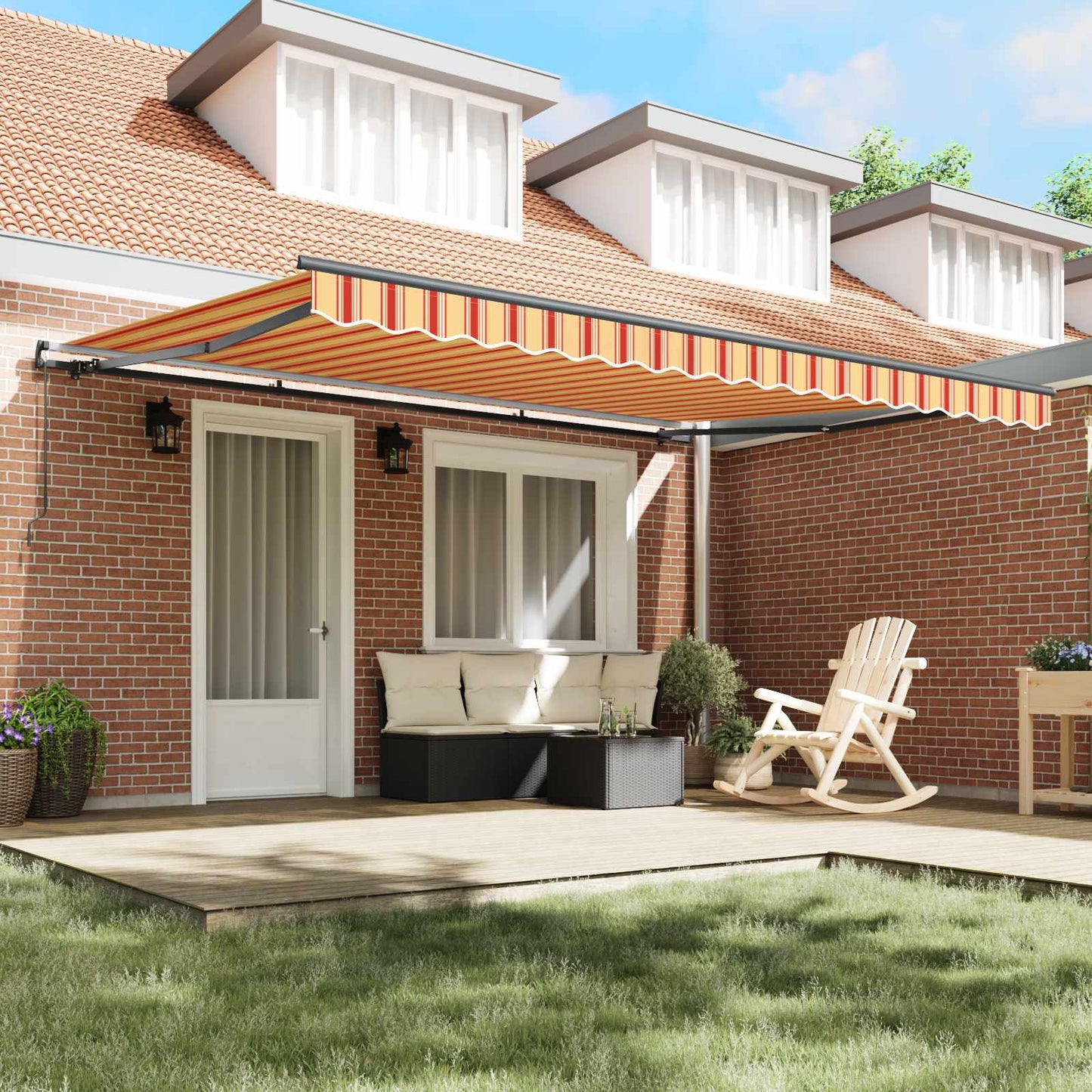 Retractable Awning Yellow and Orange 450 x 350 cm