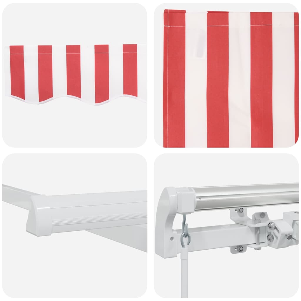 Awning Retractable Red and White 450 x 350 x 165 cm Polyester