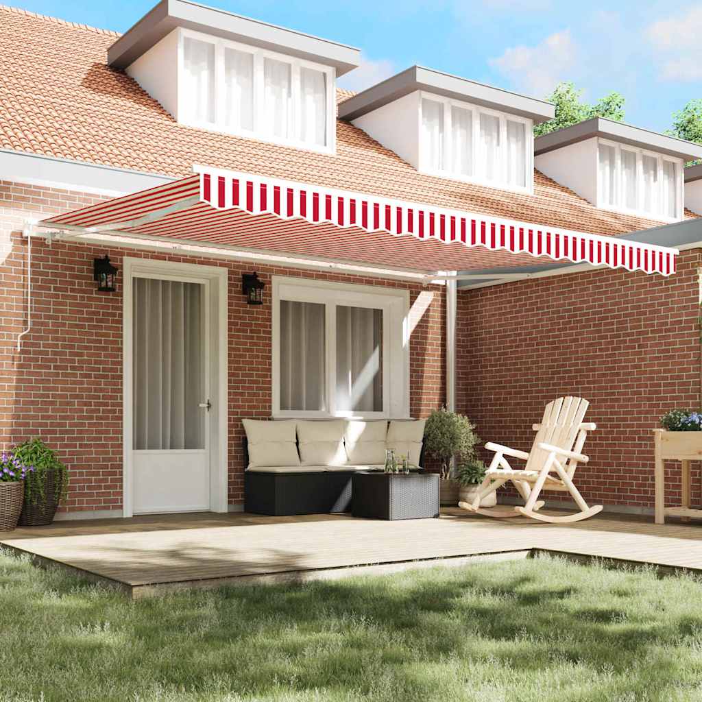 Awning Retractable Red and White 450 x 350 x 165 cm Polyester