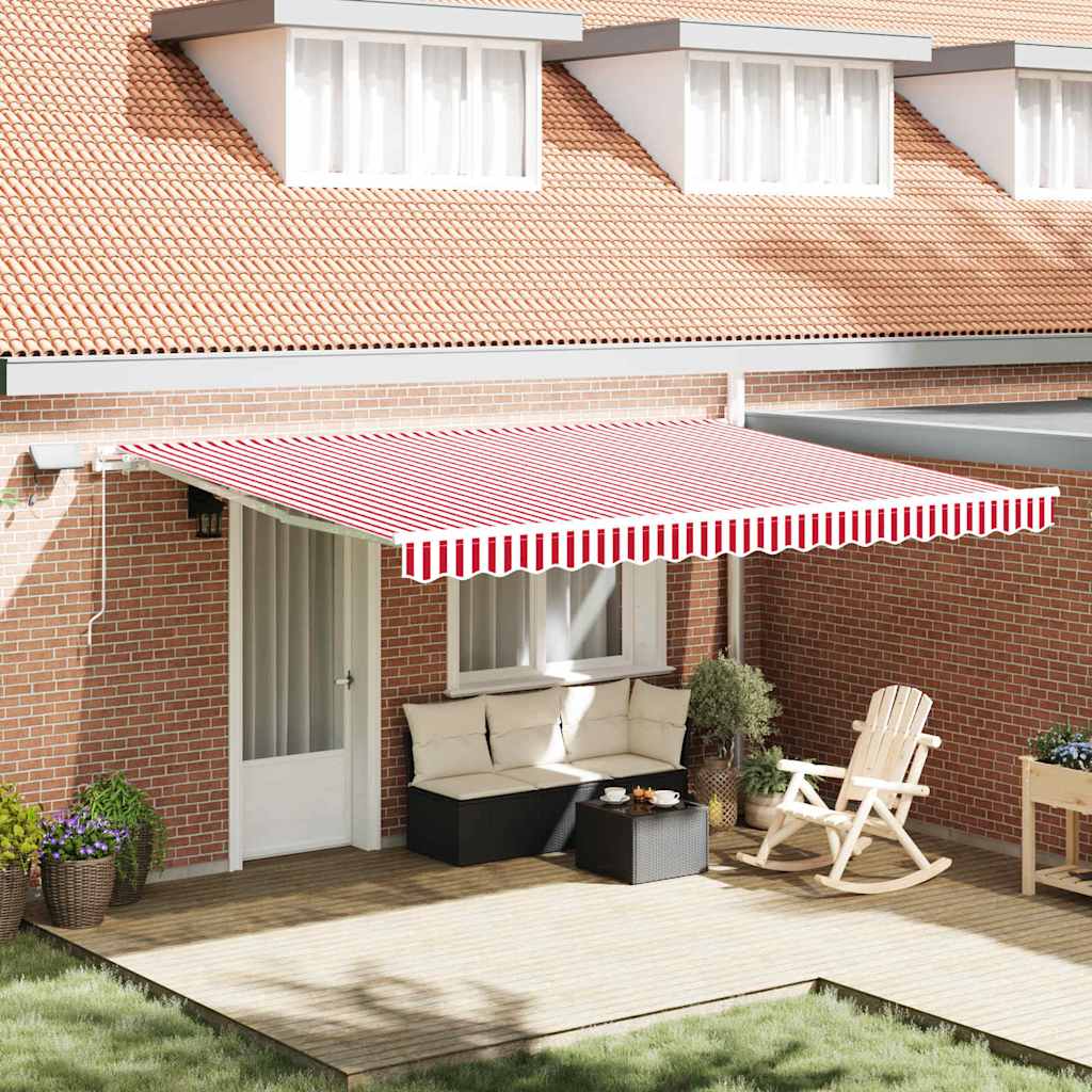 Retractable Awning Red and White 450 x 350 cm