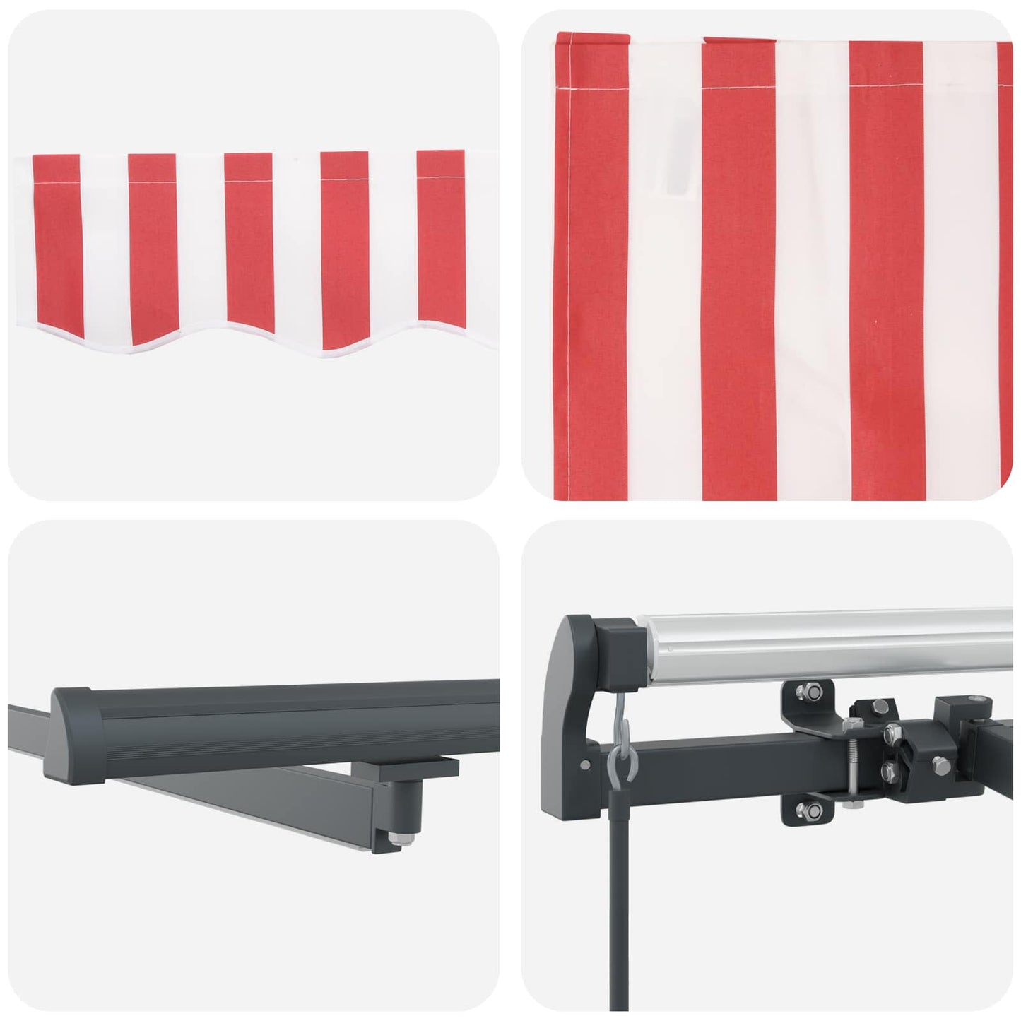 Retractable Awning Red and white 450 x 350 cm Fabric