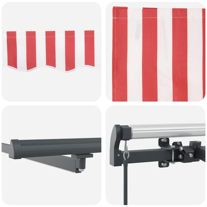 Retractable Awning Red and white 450 x 350 cm Fabric