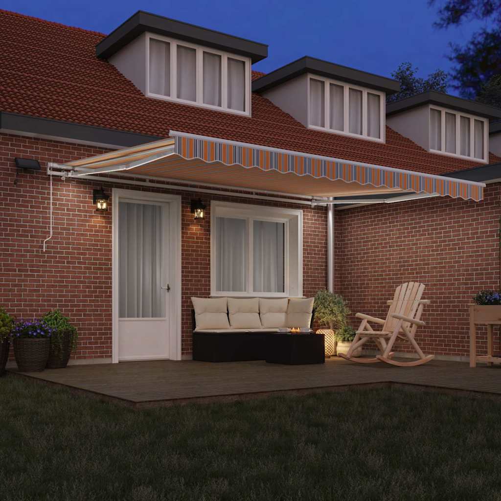 Retractable Awning Multicolour 450 x 350 cm Fabric and Steel