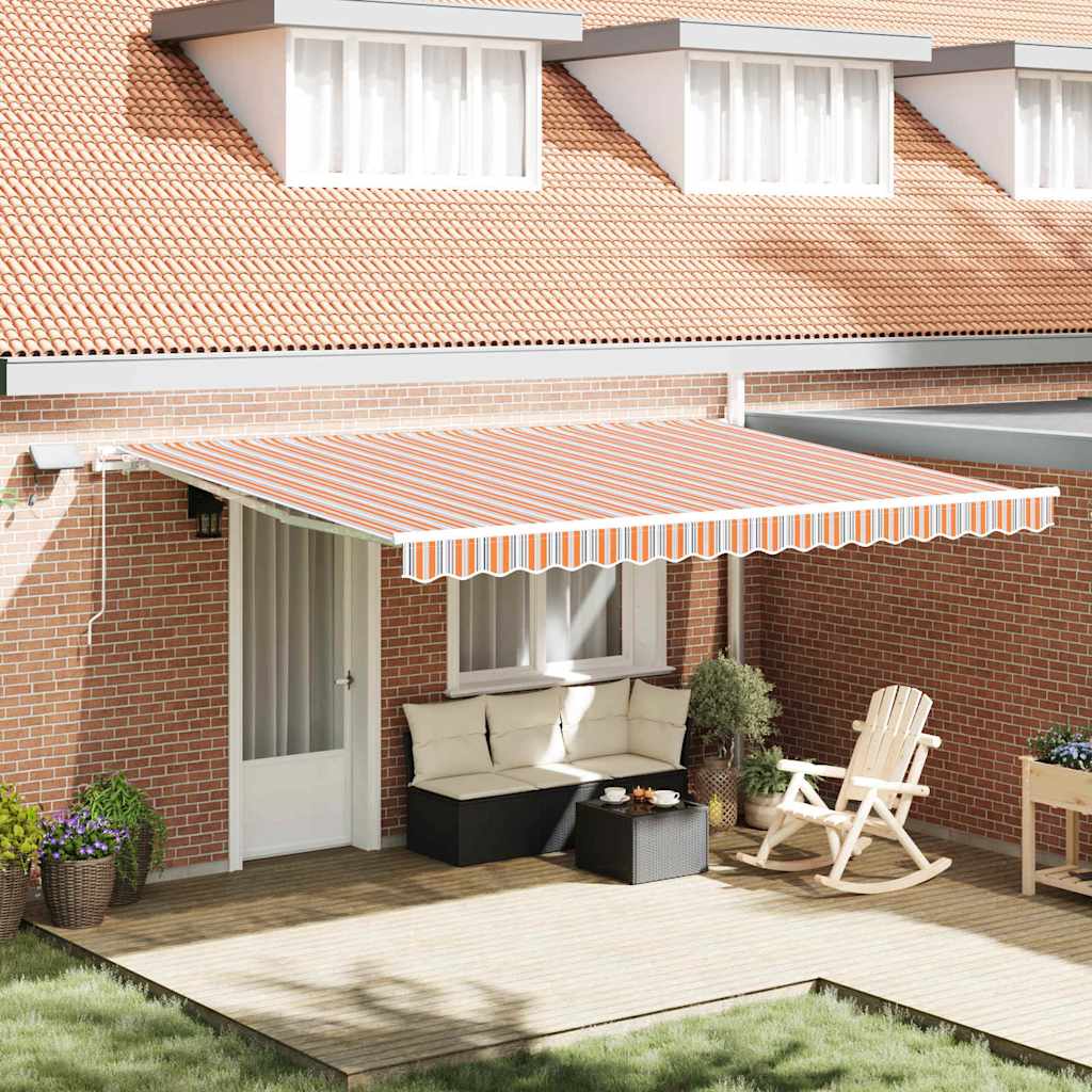 Retractable Awning Multicolour 450 x 350 cm Fabric and Steel