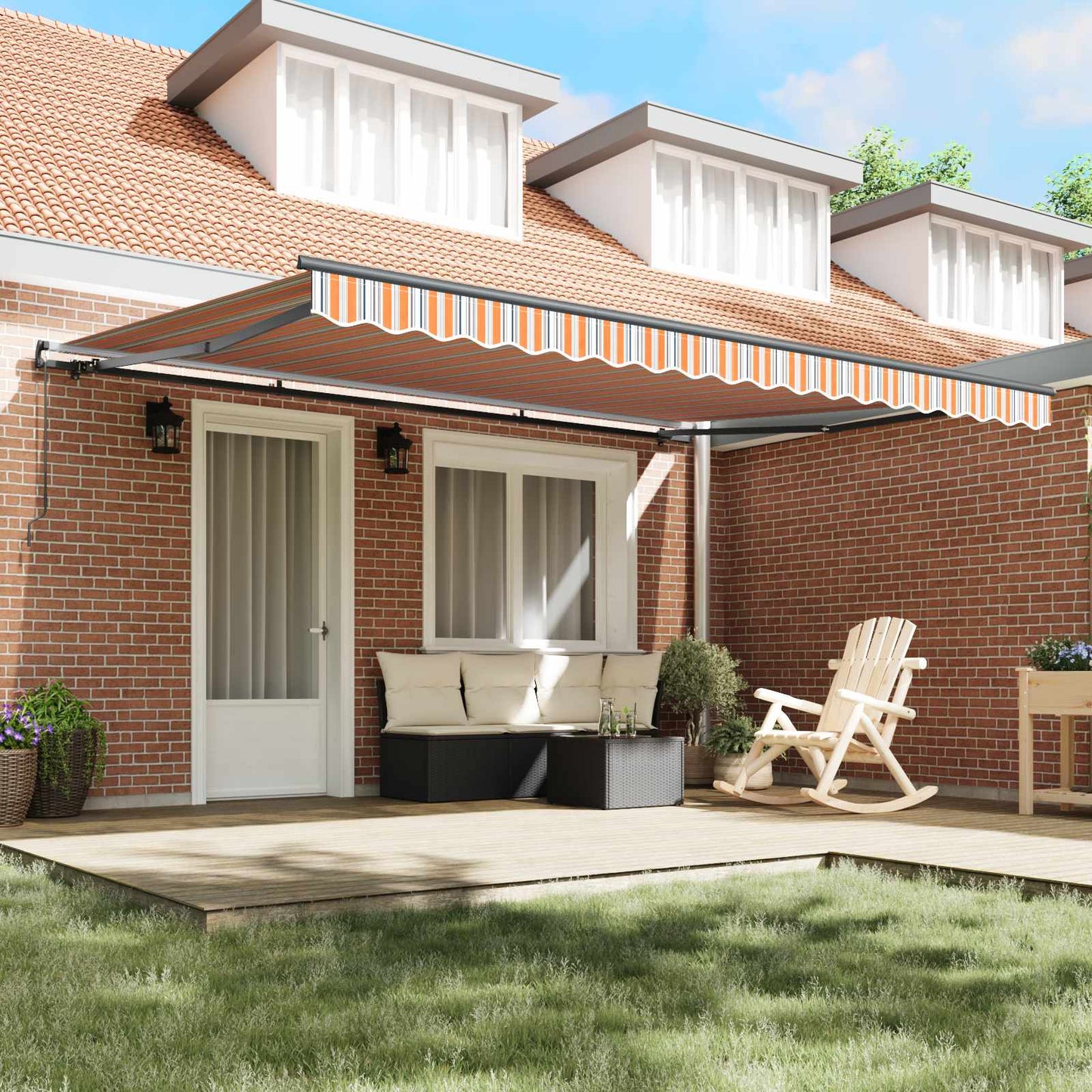 Retractable Awning Multicolour 450 x 350 cm Polyester and Steel