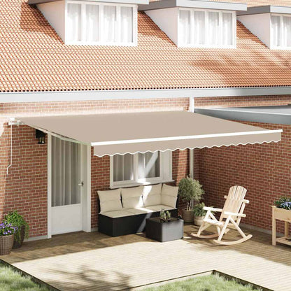 Awning Retractable Manual Beige 450 x 350 x 165 cm Polyester