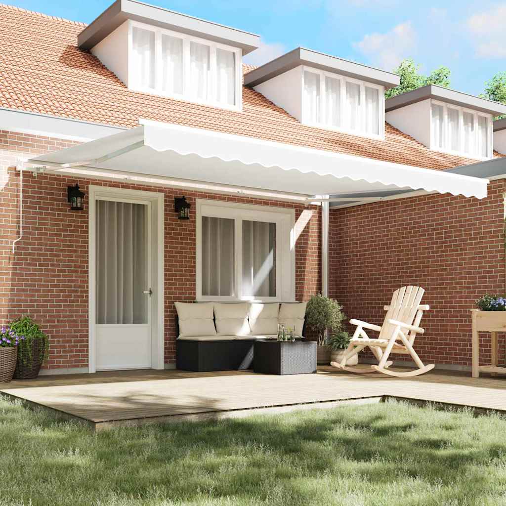 Awning Retractable Manual White 450 x 350 x 165 cm Polyester
