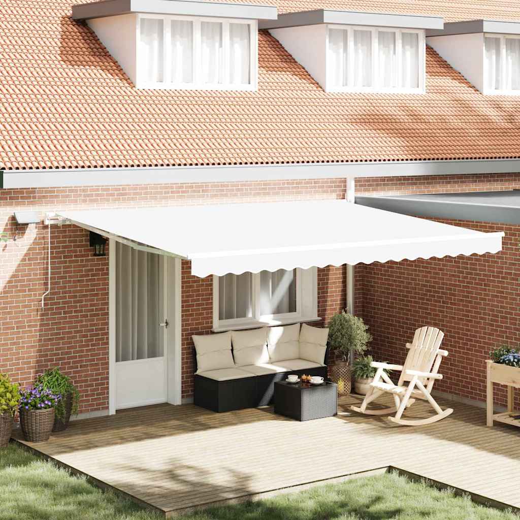 Retractable Awning White 450 x 350 cm Fabric and Steel
