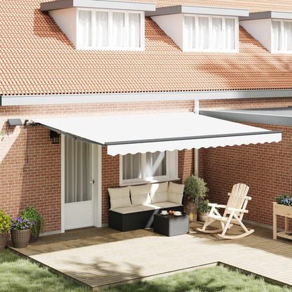 Retractable Awning White 450 x 350 cm Fabric and Aluminium