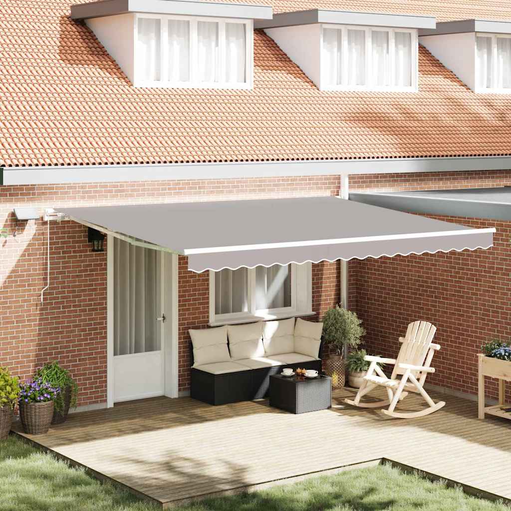 Retractable Awning Light Grey 450 x 350 cm Fabric and Aluminium