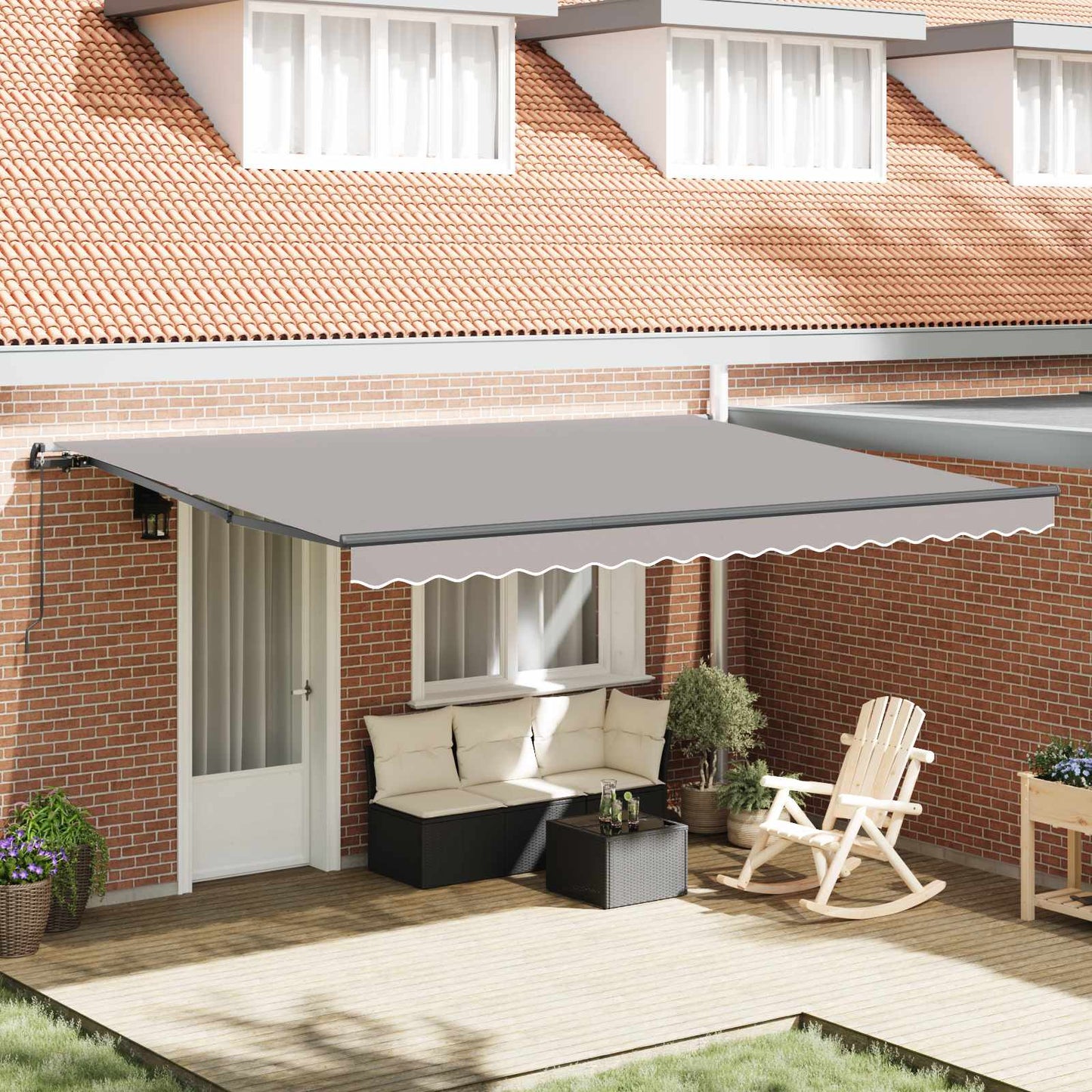 Retractable Awning Light Grey 450 x 350 cm