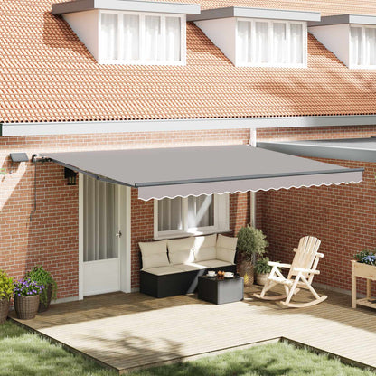 Retractable Awning Light Grey 450 x 350 cm Fabric and Aluminium