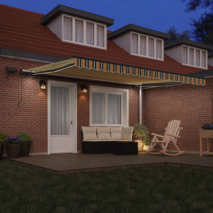 Retractable Awning Green and yellow 450 x 350 cm Fabric