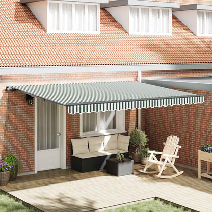 Retractable Awning Green and White 450 x 350 cm