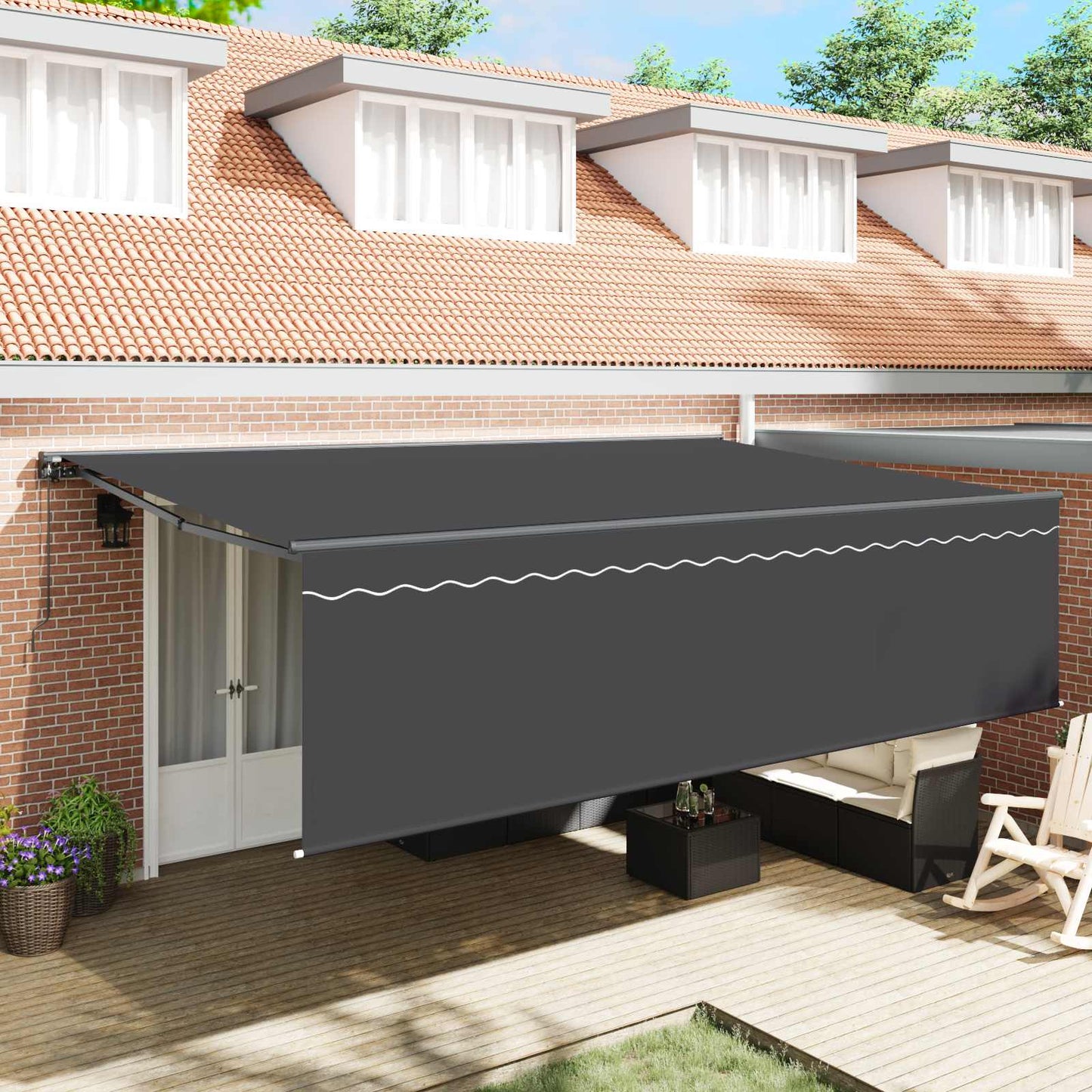 Retractable Awning Manual Anthracite 500 x 300 cm