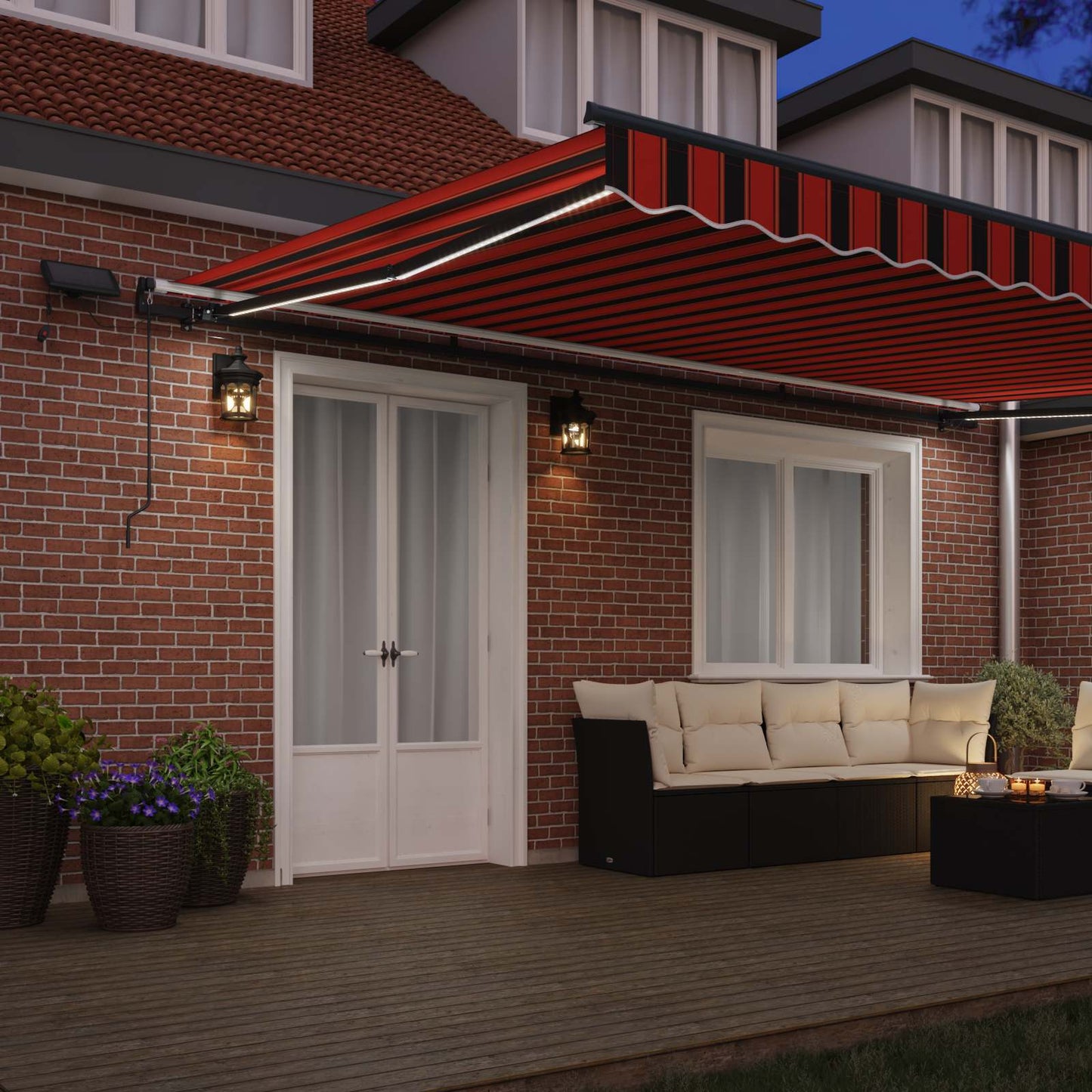 Retractable Awning Orange and brown 500 x 300 cm Fabric