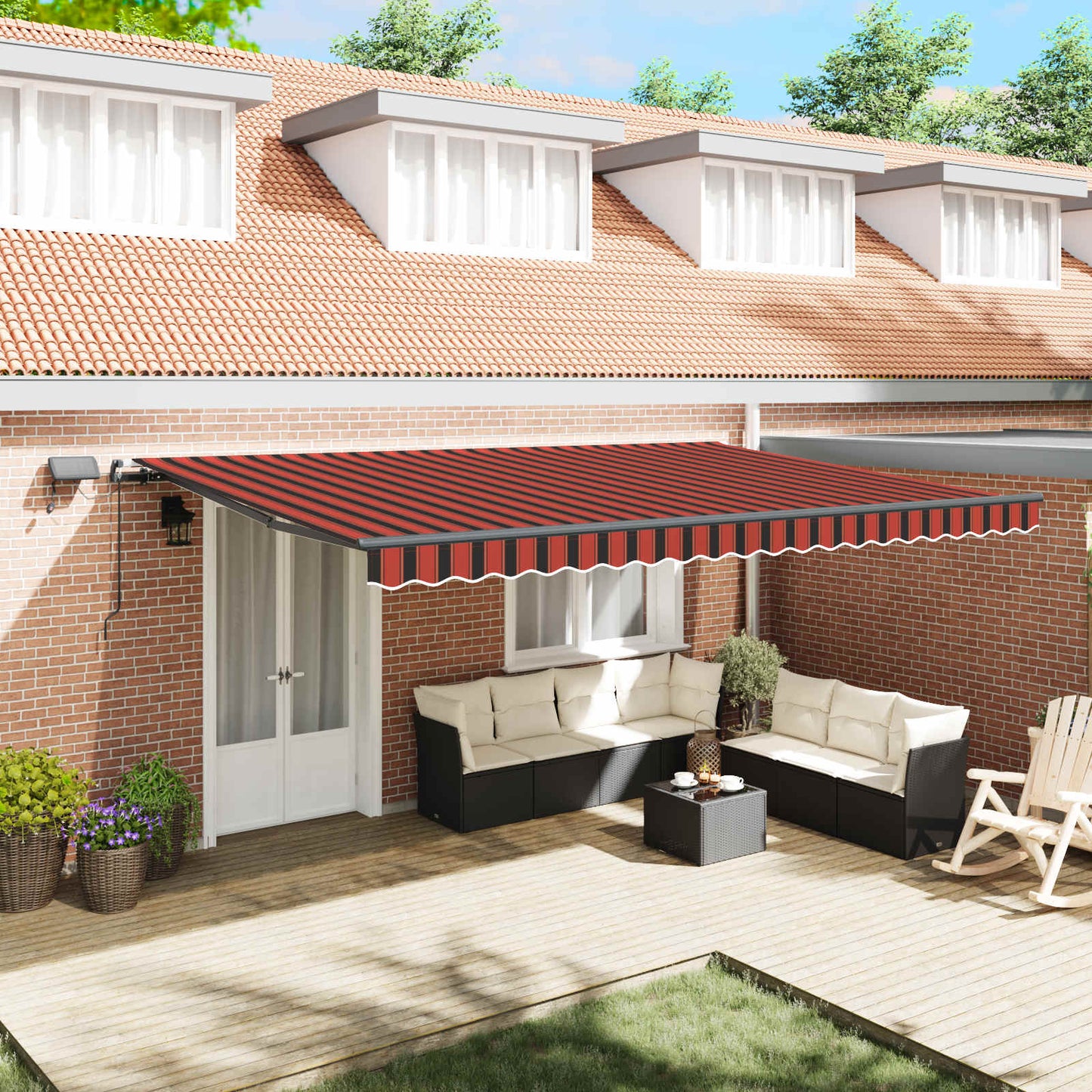 Retractable Awning Orange and brown 500 x 300 cm Fabric