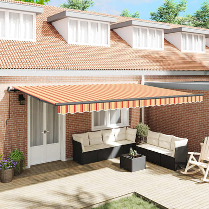 Retractable Awning Yellow and Orange 500 x 300 cm