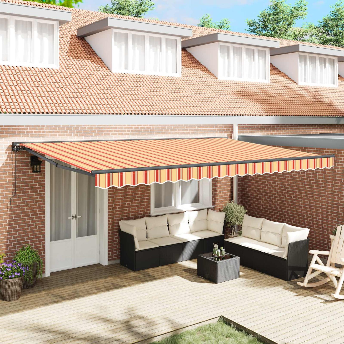 Awning Frame Multicolour 500 x 300 cm Polyester with PU coating