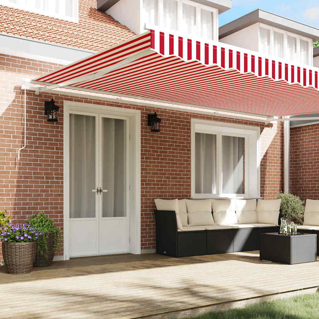 Retractable Awning Red and White 500 x 300 x 165 cm