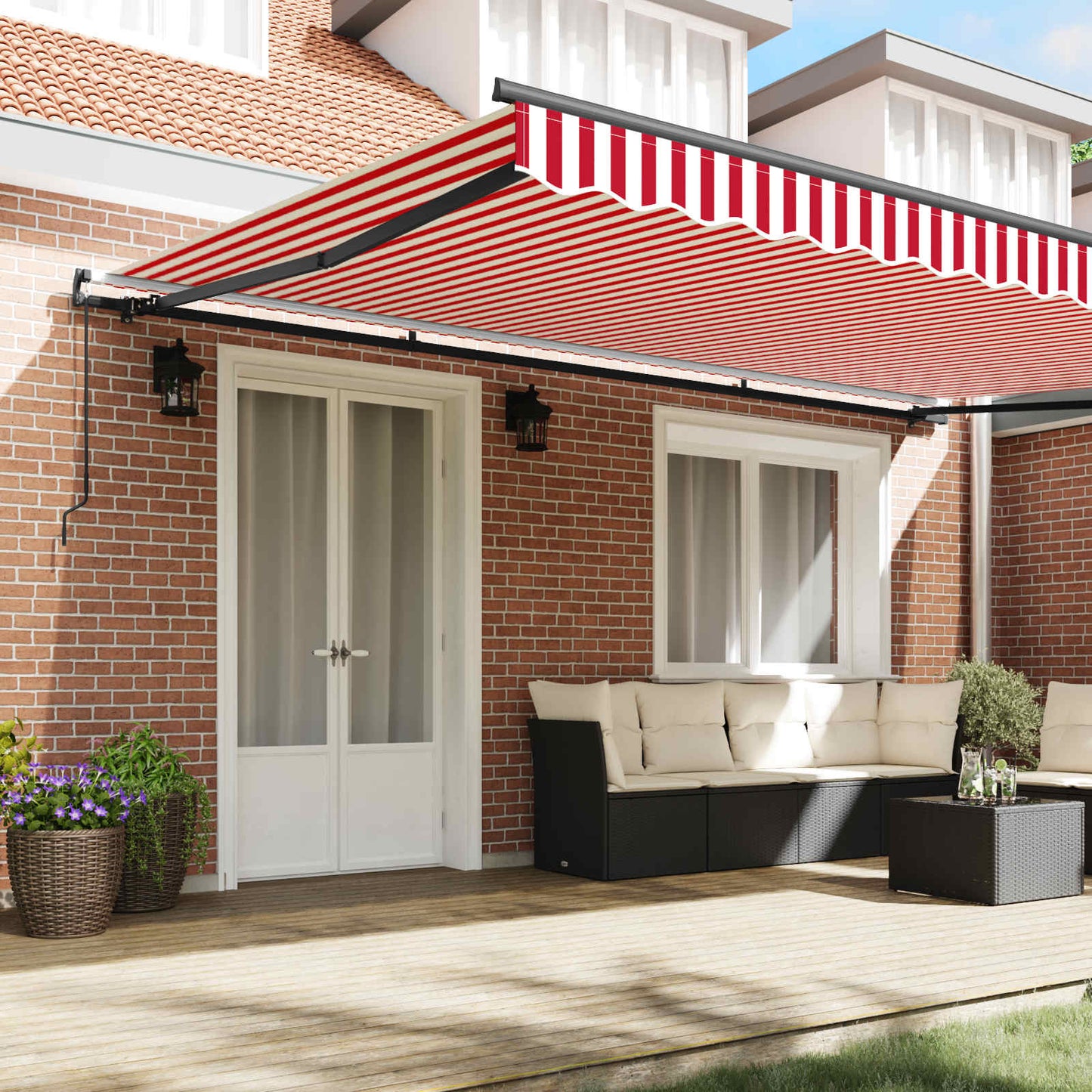 Retractable Awning Red and White 500 x 300 cm