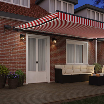 Retractable Awning Red and white 500 x 300 cm Fabric