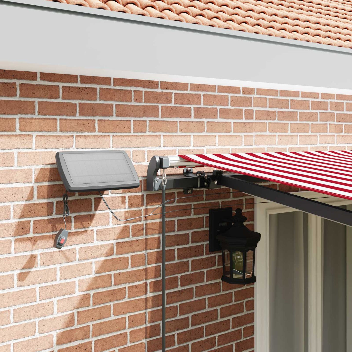 Retractable Awning Red and white 500 x 300 cm Fabric