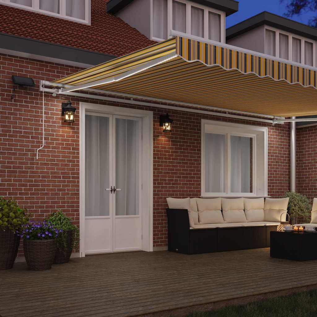 Retractable Awning Multicolour 500 x 300 cm Fabric and Steel