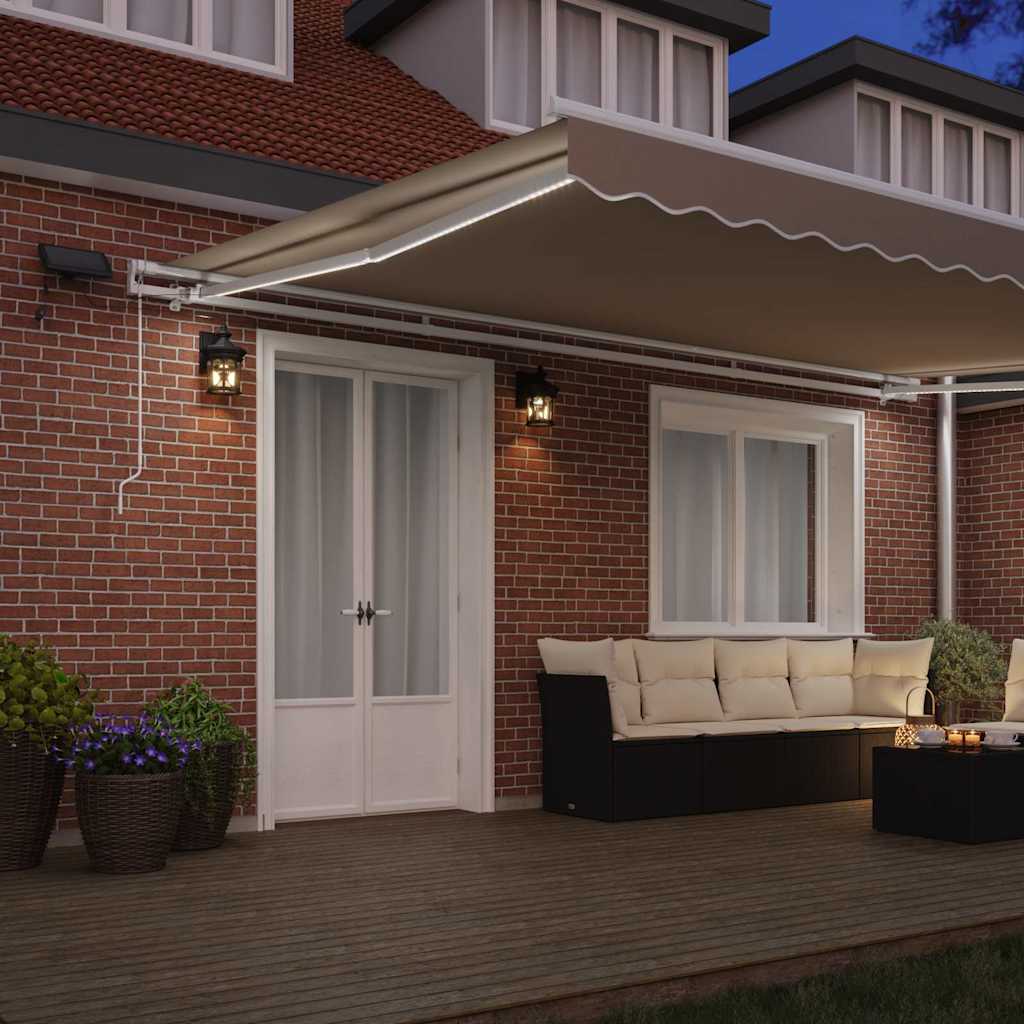 Retractable Awning Beige 500 x 300 cm Fabric and Aluminium