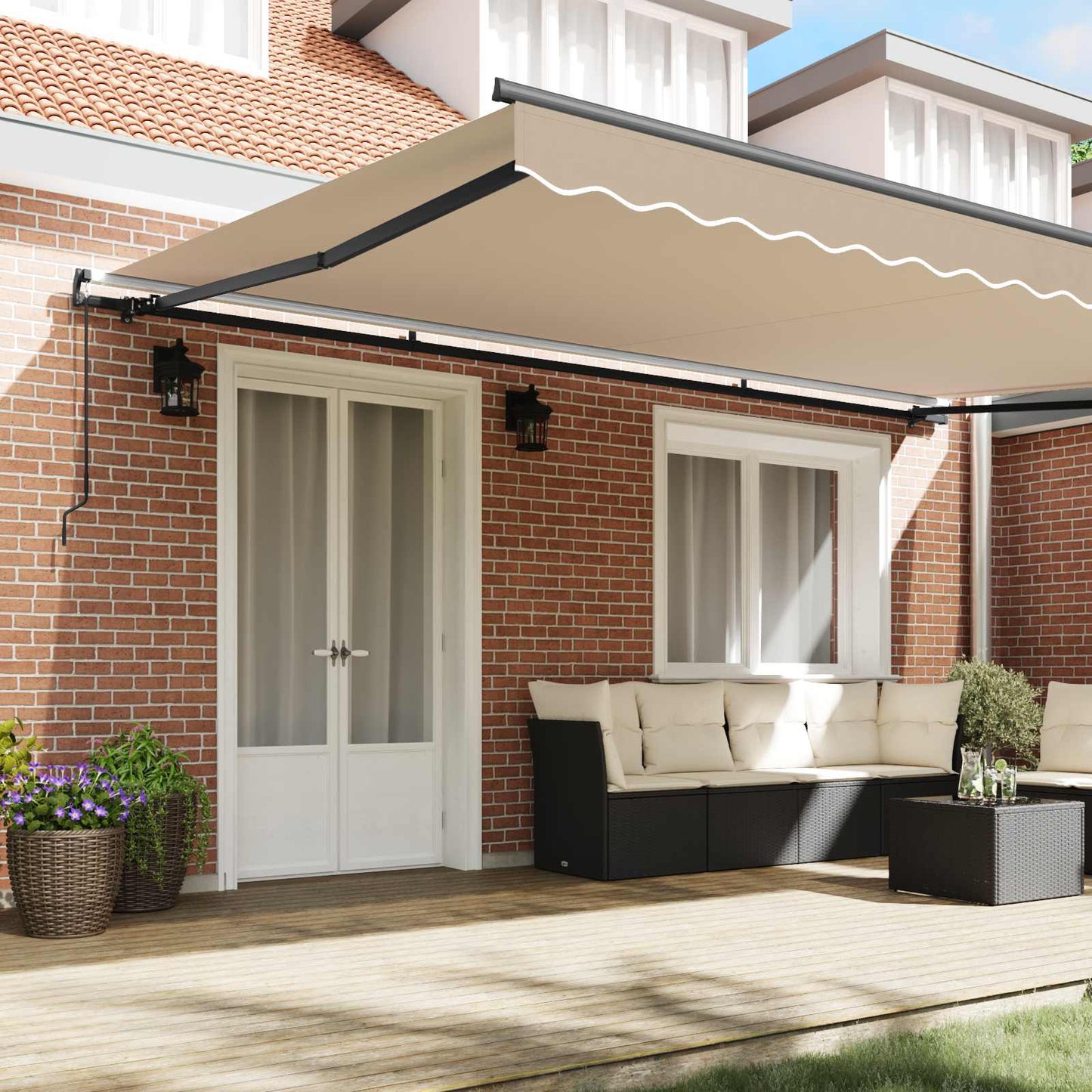 Retractable Awning Beige 500 x 300 cm Polyester and Aluminium