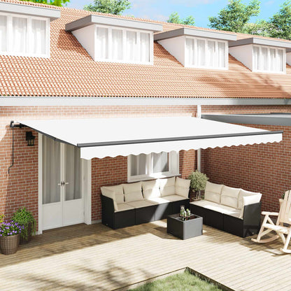 Retractable Awning White 500 x 300 cm Polyester and Aluminium