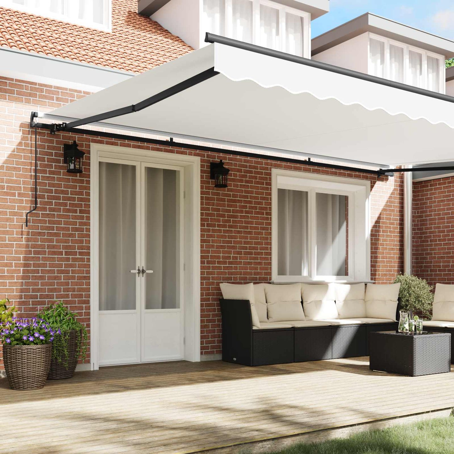Retractable Awning White 500 x 300 cm Polyester and Aluminium