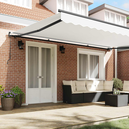 Retractable Awning White 500 x 300 cm Polyester and Aluminium