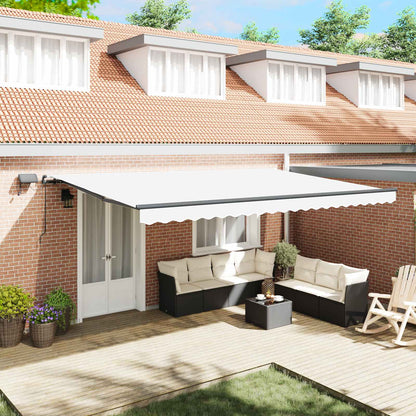 Retractable Awning White 500 x 300 cm Fabric and Aluminium