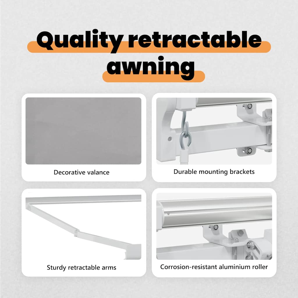 Retractable Awning Light Grey 500 x 300 x 165 cm