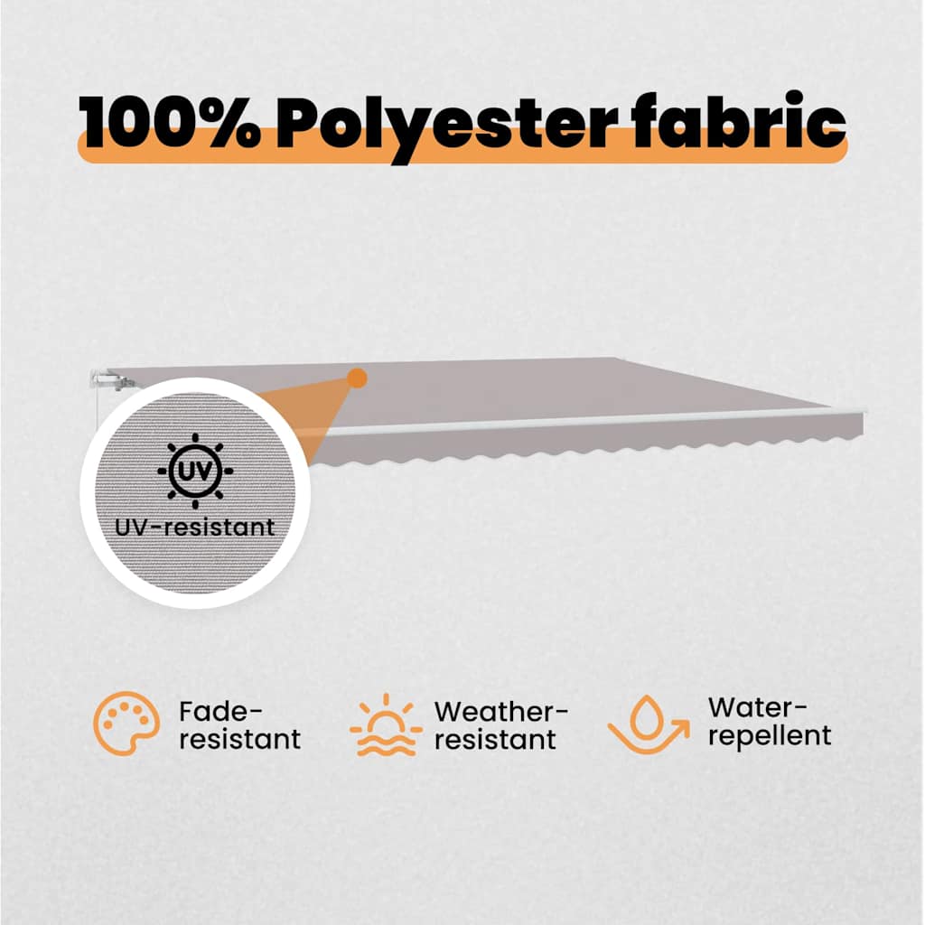 Retractable Awning Light Grey 500 x 300 x 165 cm