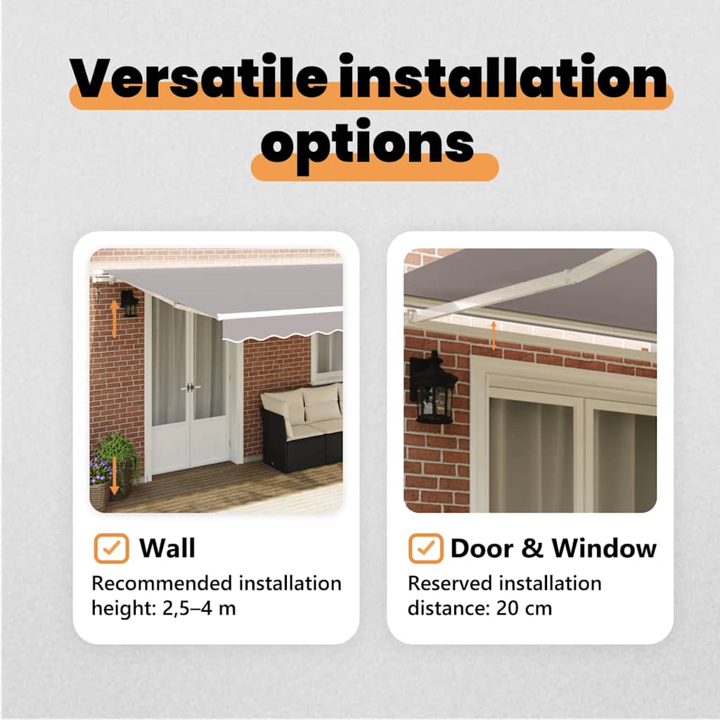 Retractable Awning Light Grey 500 x 300 x 165 cm