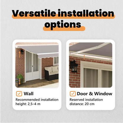 Retractable Awning Light Grey 500 x 300 x 165 cm