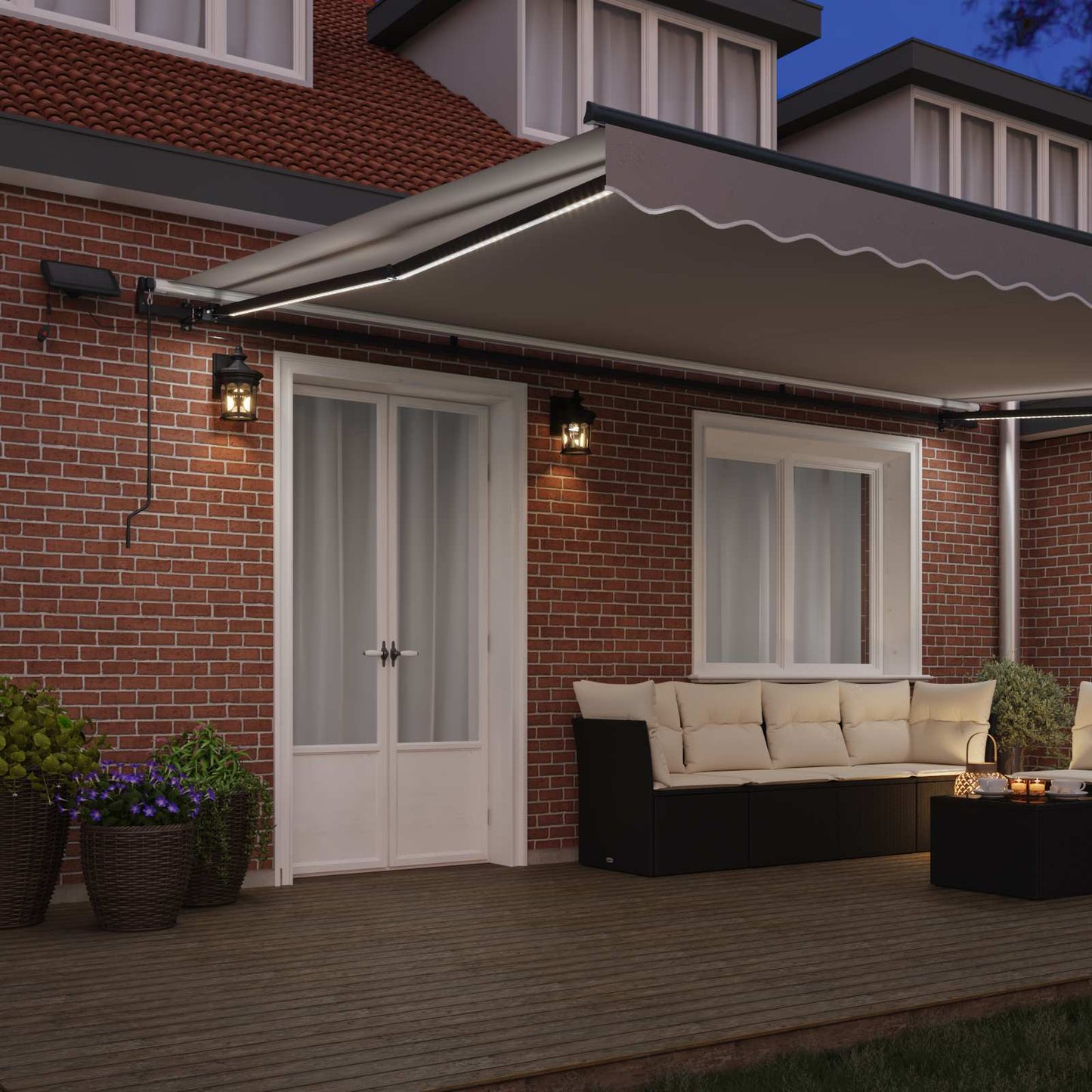 Retractable Awning Light Grey 500 x 300 cm Fabric and Aluminium