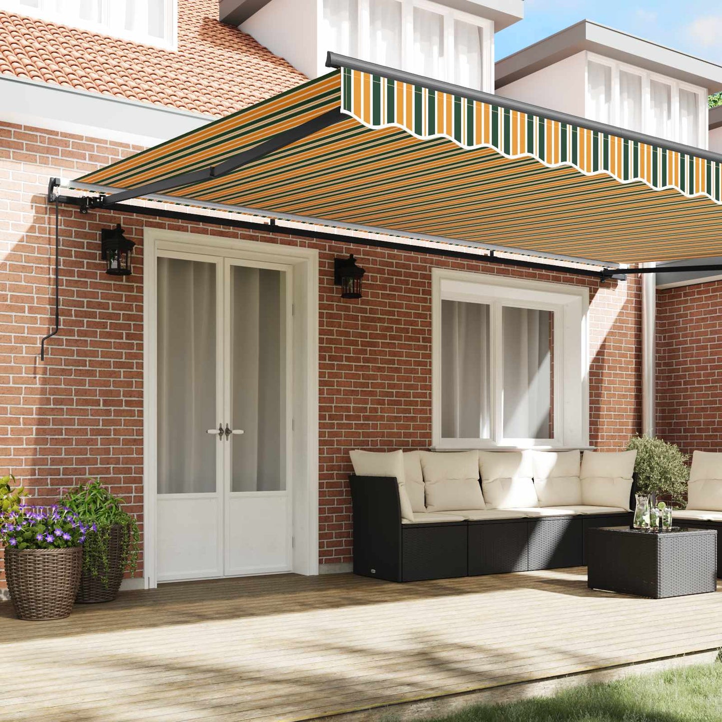 Retractable Awning Green and yellow 500 x 300 cm