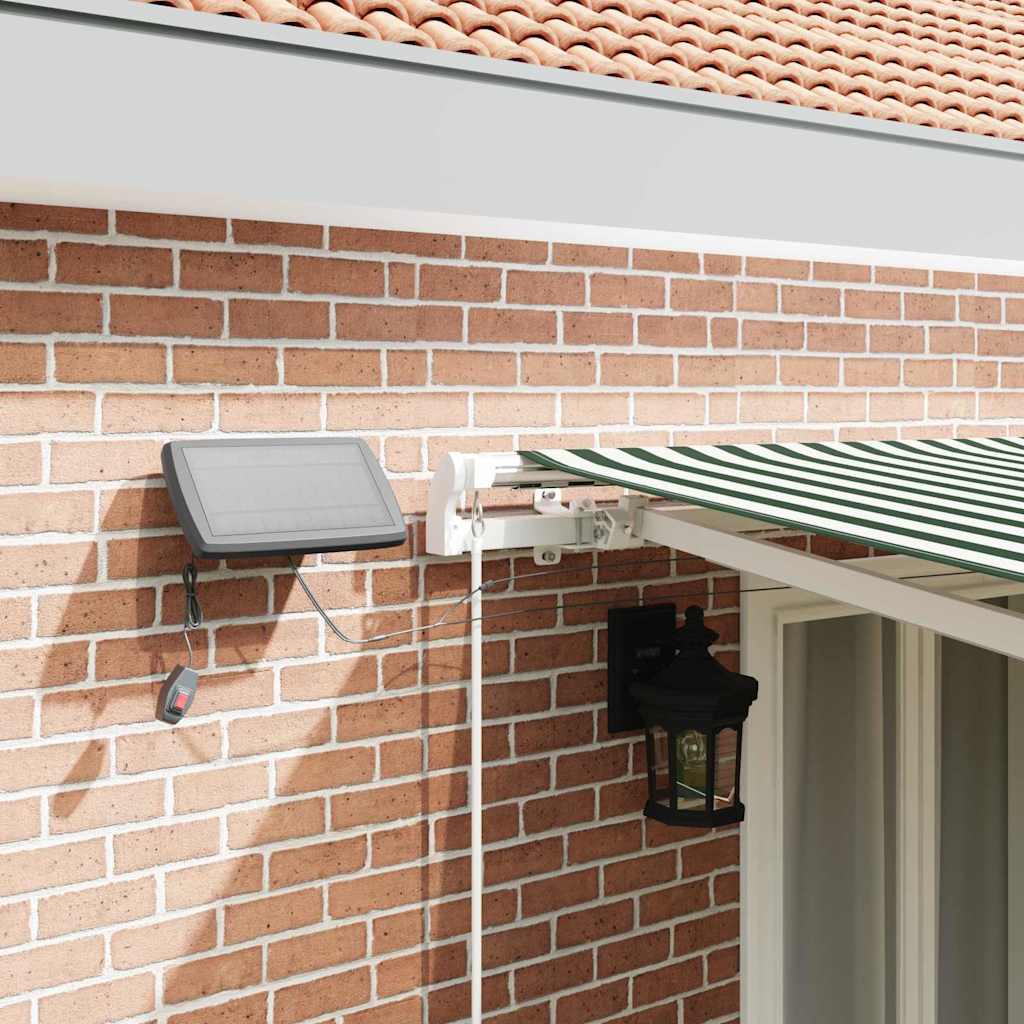Retractable Awning Green and White 500 x 300 cm