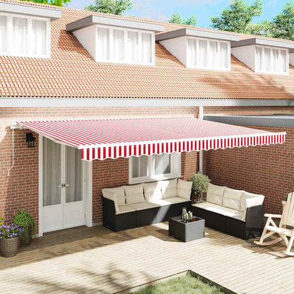 Retractable Awning Red and White 500 x 350 cm
