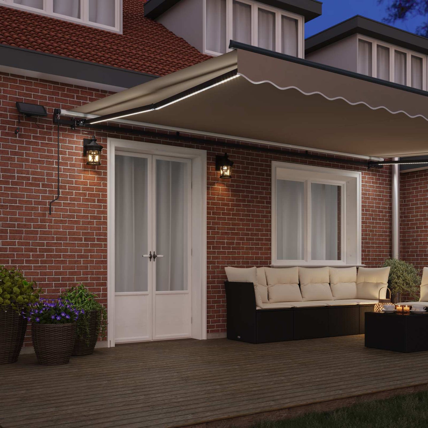 Retractable Awning Beige 500 x 350 cm Fabric and Aluminium
