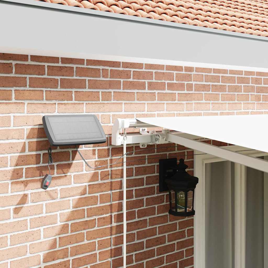 Retractable Awning White 500 x 350 cm Fabric and Aluminium